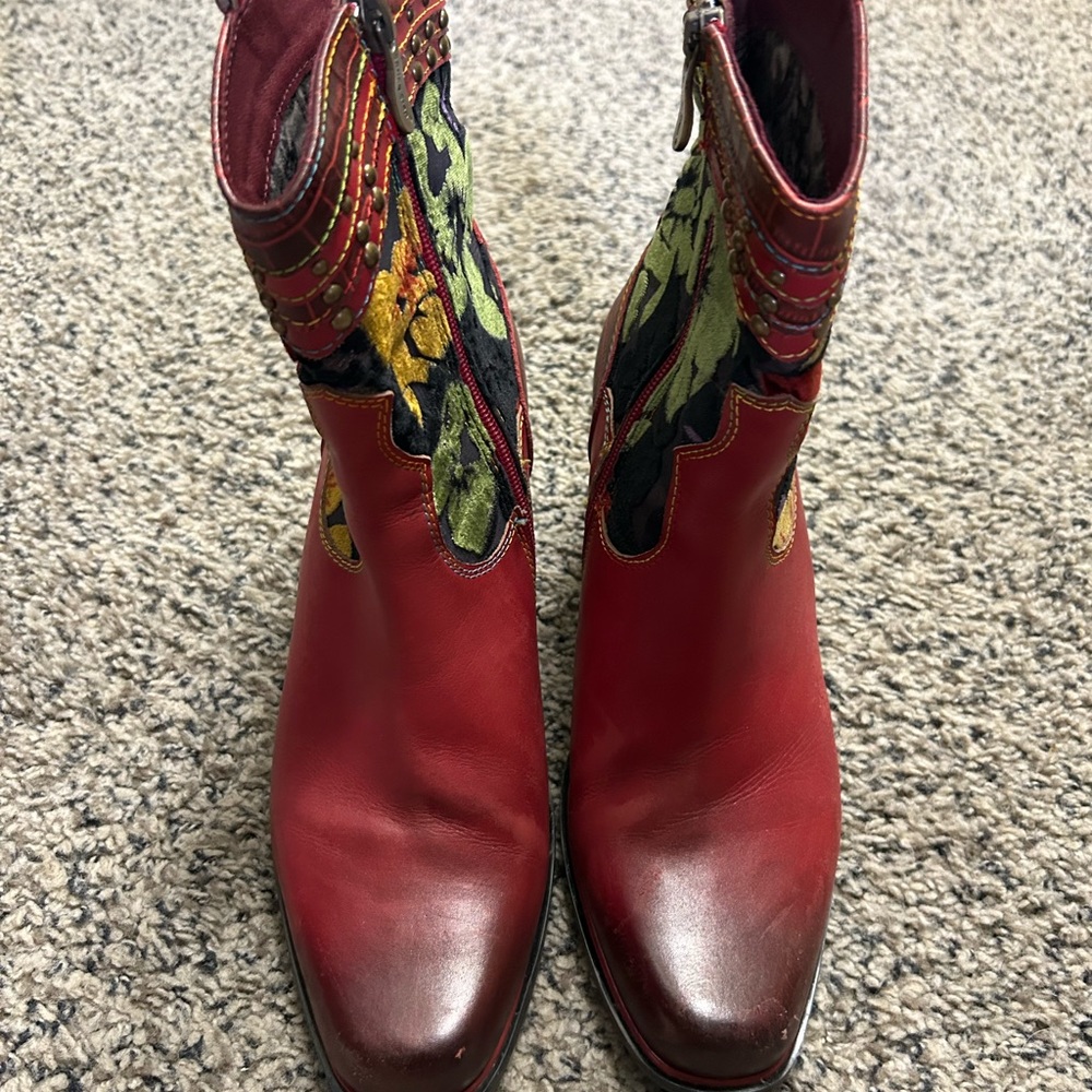 Women's Red Leather Boots
